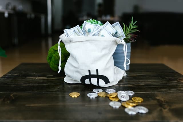 Sæk med valuta i